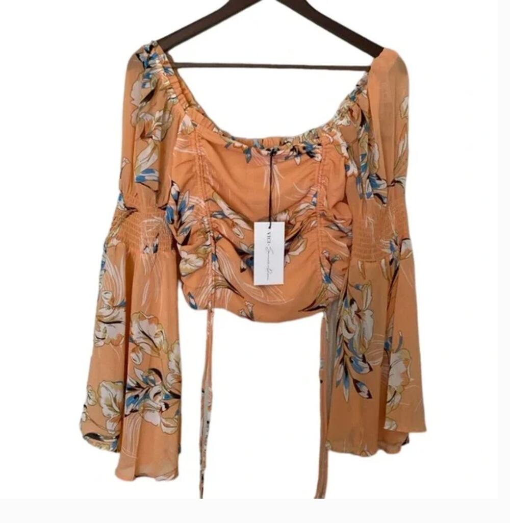 NWT Vici x Summer of Diane Peach Floral Blouse Sz S